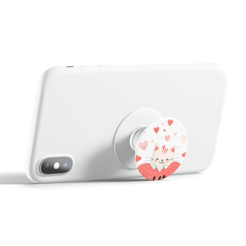Полупрозрачный дизайнерский держатель попсокет  котенок и сердечко