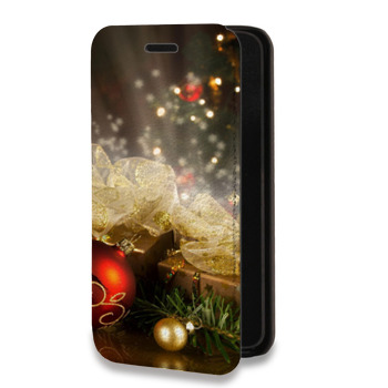 Дизайнерский горизонтальный чехол-книжка для Huawei Honor 30S Новогодние шары (на заказ)