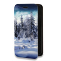 Дизайнерский горизонтальный чехол-книжка для Motorola Moto E7 Plus Зима