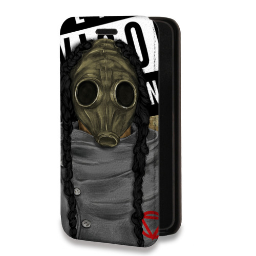 Дизайнерский горизонтальный чехол-книжка для Samsung Galaxy A52 Бандитские маски