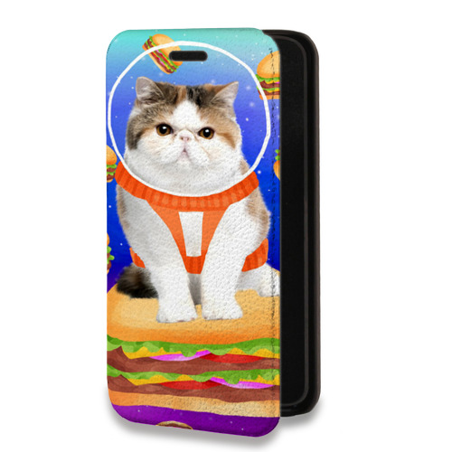Дизайнерский горизонтальный чехол-книжка для Xiaomi RedMi Note 10 Космик кошки