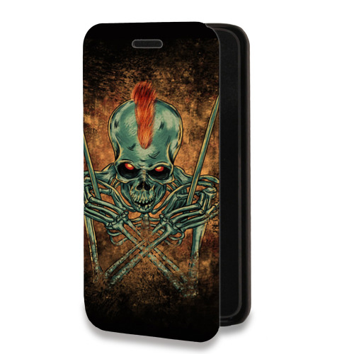 Дизайнерский горизонтальный чехол-книжка для Iphone 12 Pro Рок черепа