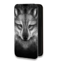 Дизайнерский горизонтальный чехол-книжка для Iphone 14 Plus Волки