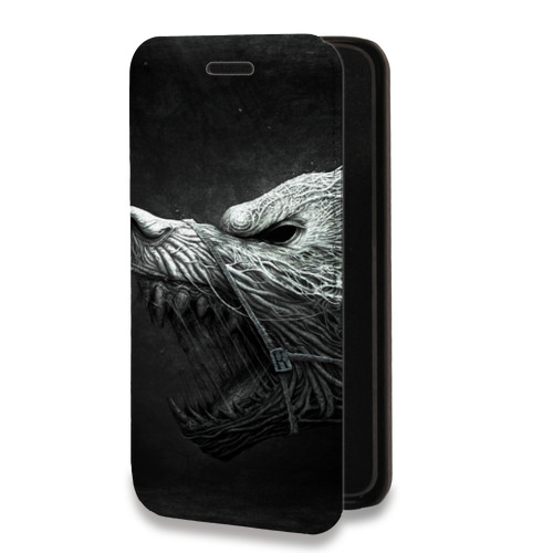 Дизайнерский горизонтальный чехол-книжка для Motorola Moto E7 Plus Волки