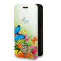 Дизайнерский горизонтальный чехол-книжка для Huawei Honor 50 Lite Бабочки