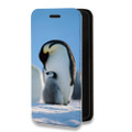 Дизайнерский горизонтальный чехол-книжка для Iphone 14 Пингвины