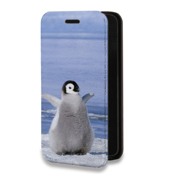 Дизайнерский горизонтальный чехол-книжка для Huawei Honor 7C Pro Пингвины (на заказ)