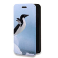 Дизайнерский горизонтальный чехол-книжка для Iphone 14 Pro Пингвины