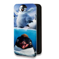 Дизайнерский горизонтальный чехол-книжка для Huawei P40 Pro Пингвины