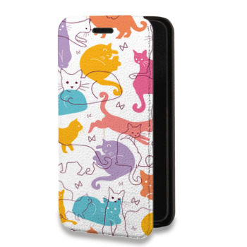 Дизайнерский горизонтальный чехол-книжка для Huawei Honor 30S Прозрачные кошки (на заказ)