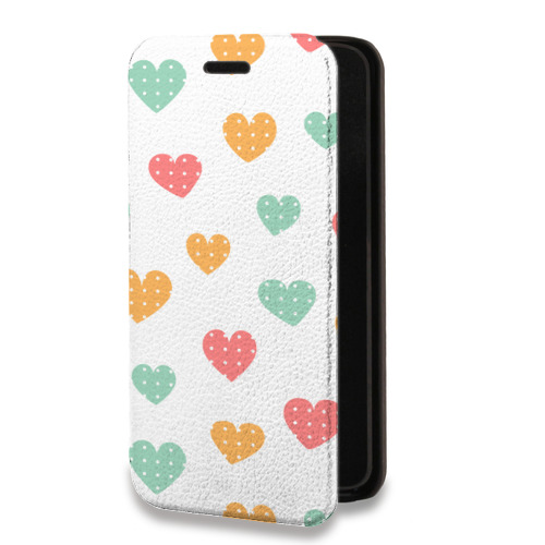 Дизайнерский горизонтальный чехол-книжка для Iphone 7 Прозрачные сердечки