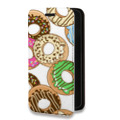 Дизайнерский горизонтальный чехол-книжка для Realme C35 Прозрачные пончики