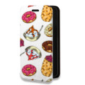 Дизайнерский горизонтальный чехол-книжка для Iphone 14 Plus Прозрачные пончики