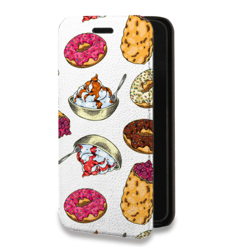Дизайнерский горизонтальный чехол-книжка для Iphone 13 Mini Прозрачные пончики