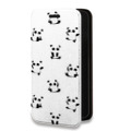 Дизайнерский горизонтальный чехол-книжка для Iphone 14 Plus Прозрачные панды 