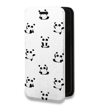 Дизайнерский горизонтальный чехол-книжка для Huawei Honor 7C Pro Прозрачные панды  (на заказ)