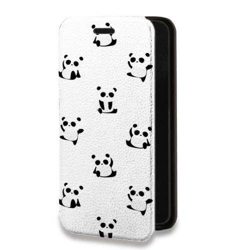 Дизайнерский горизонтальный чехол-книжка для Huawei Honor 30i Прозрачные панды 