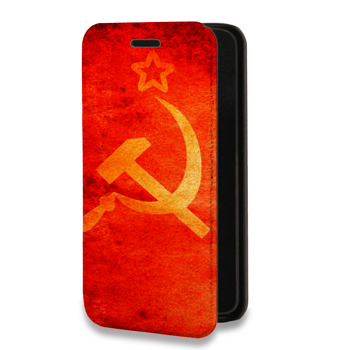 Дизайнерский горизонтальный чехол-книжка для Huawei P20 Флаг СССР  (на заказ)