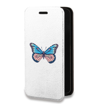 Дизайнерский горизонтальный чехол-книжка для Huawei P20 прозрачные Бабочки  (на заказ)