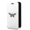 Дизайнерский горизонтальный чехол-книжка для Iphone 14 прозрачные Бабочки 