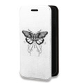 Дизайнерский горизонтальный чехол-книжка для Iphone 13 Mini прозрачные Бабочки 