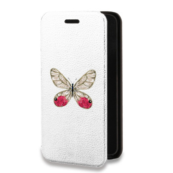 Дизайнерский горизонтальный чехол-книжка для Huawei Honor 7C Pro прозрачные Бабочки  (на заказ)
