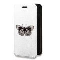 Дизайнерский горизонтальный чехол-книжка для Motorola Moto E7 Plus прозрачные Бабочки 