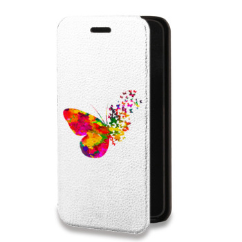 Дизайнерский горизонтальный чехол-книжка для Huawei Honor 7C Pro прозрачные Бабочки  (на заказ)
