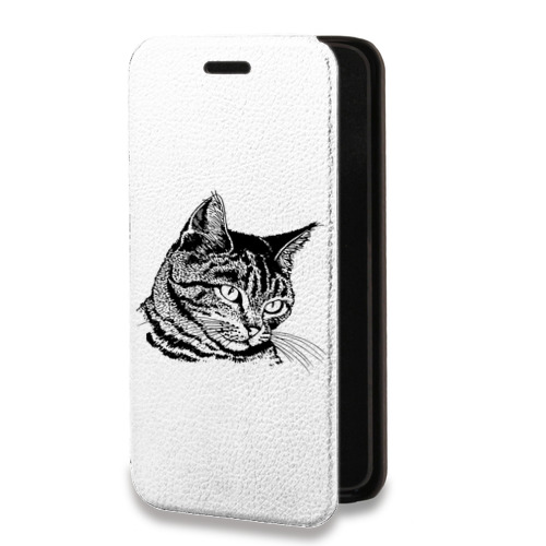 Дизайнерский горизонтальный чехол-книжка для Iphone 6/6s Прозрачные кошки