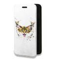 Дизайнерский горизонтальный чехол-книжка для Iphone 14 Plus Прозрачные кошки