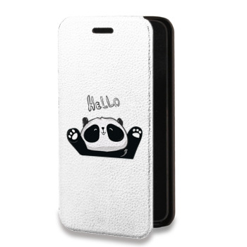 Дизайнерский горизонтальный чехол-книжка для Huawei Honor 7C Pro Прозрачные панды - смайлики (на заказ)