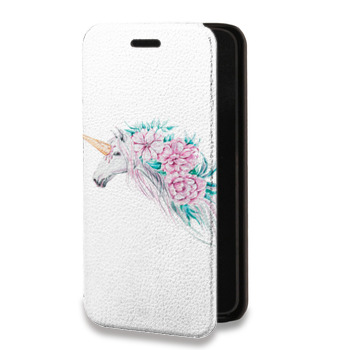 Дизайнерский горизонтальный чехол-книжка для Huawei Honor 30S Прозрачные цветочки (на заказ)