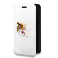 Дизайнерский горизонтальный чехол-книжка для Iphone 13 Mini Прозрачные тигры
