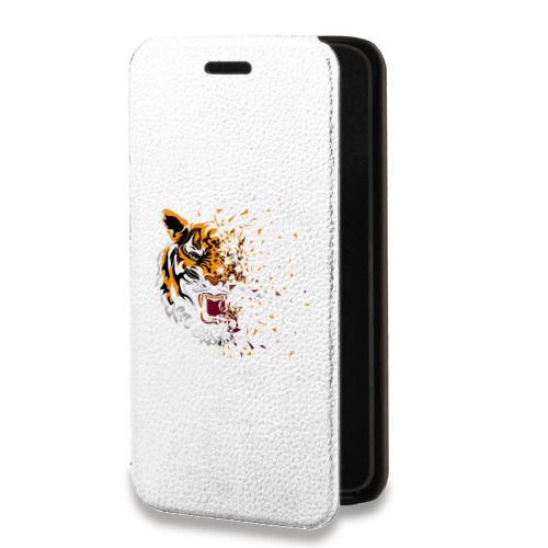 Дизайнерский горизонтальный чехол-книжка для Xiaomi RedMi Note 10 Прозрачные тигры