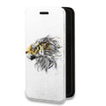 Дизайнерский горизонтальный чехол-книжка для Iphone 12 Pro Прозрачные тигры