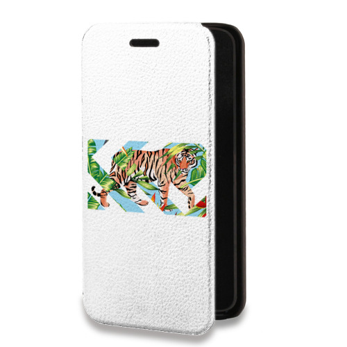 Дизайнерский горизонтальный чехол-книжка для Iphone 12 Pro Max Прозрачные тигры