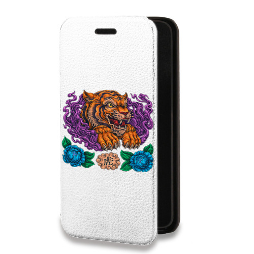 Дизайнерский горизонтальный чехол-книжка для Samsung Galaxy S10 Lite Прозрачный тигр