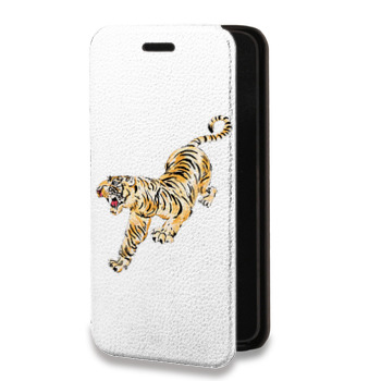 Дизайнерский горизонтальный чехол-книжка для Huawei Honor 7C Pro Прозрачный тигр (на заказ)