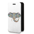 Дизайнерский горизонтальный чехол-книжка для Iphone 14 Прозрачные слоны