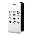 Дизайнерский горизонтальный чехол-книжка для Samsung Galaxy A51 Прозрачные сердечки