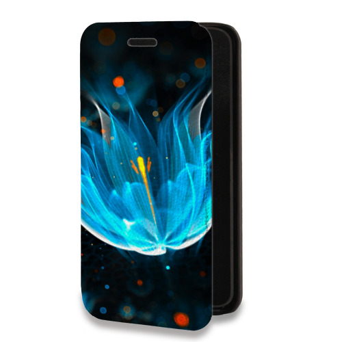Дизайнерский горизонтальный чехол-книжка для Iphone 14 Pro Абстракции Неон