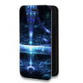 Дизайнерский горизонтальный чехол-книжка для Samsung Galaxy S22 Ultra Абстракции Неон