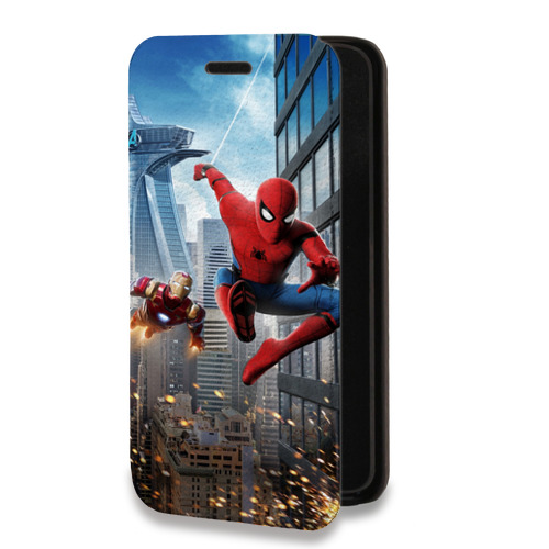 Дизайнерский горизонтальный чехол-книжка для Iphone 6/6s Человек - паук