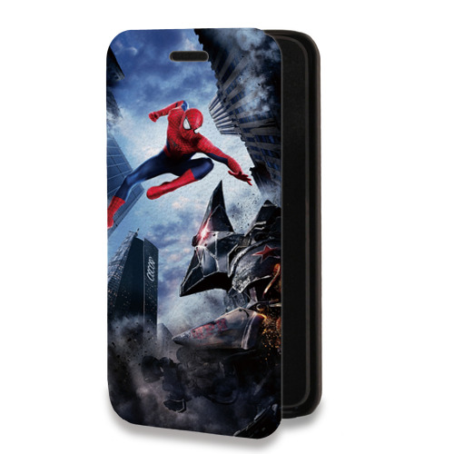 Дизайнерский горизонтальный чехол-книжка для Huawei Honor 50 Lite Человек-паук