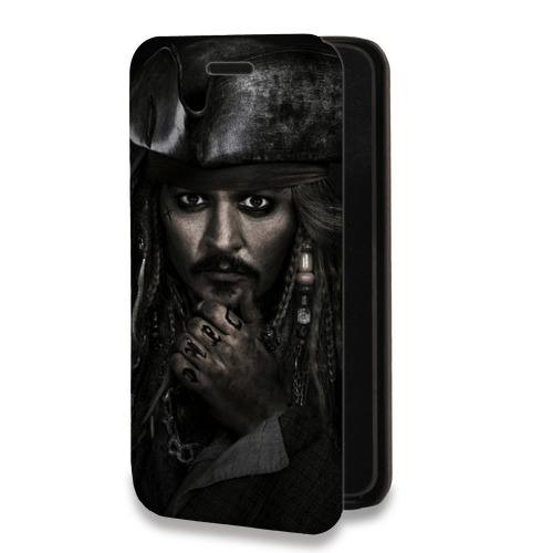 Дизайнерский горизонтальный чехол-книжка для Motorola Moto E7 Plus 	 Пираты карибского моря