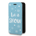 Дизайнерский горизонтальный чехол-книжка для Meizu 15 Plus снежинки