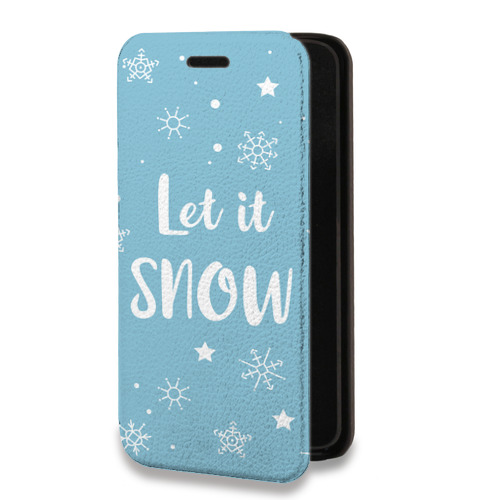 Дизайнерский горизонтальный чехол-книжка для Iphone 7 снежинки