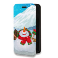Дизайнерский горизонтальный чехол-книжка для Iphone 13 Mini Снеговик
