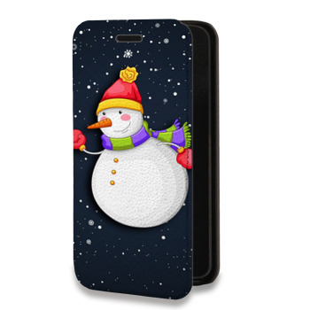 Дизайнерский горизонтальный чехол-книжка для Huawei Honor 30S Снеговик (на заказ)