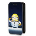Дизайнерский горизонтальный чехол-книжка для Iphone 13 Mini Снеговик